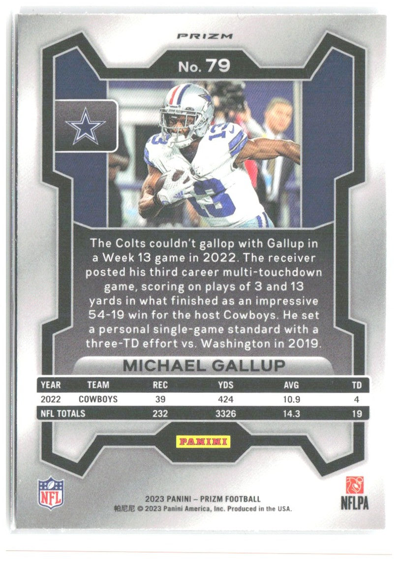Michael Gallup Panini Prizm - Silver 79 2023 Dallas Cowboys
