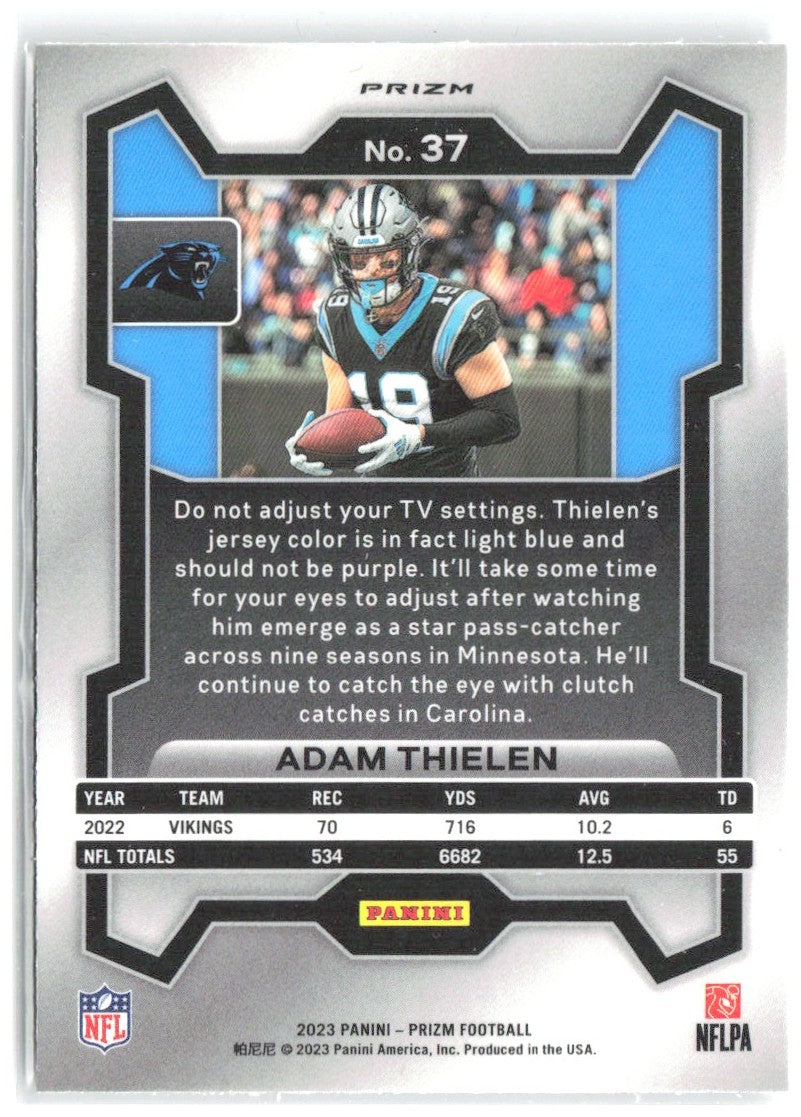 Adam Thielen Panini Prizm - Silver 37 2023 Carolina Panthers