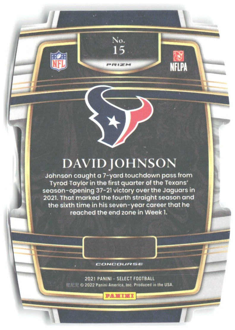 David Johnson Panini Select - Silver Prizm Die Cut 15 2021 Houston Texans