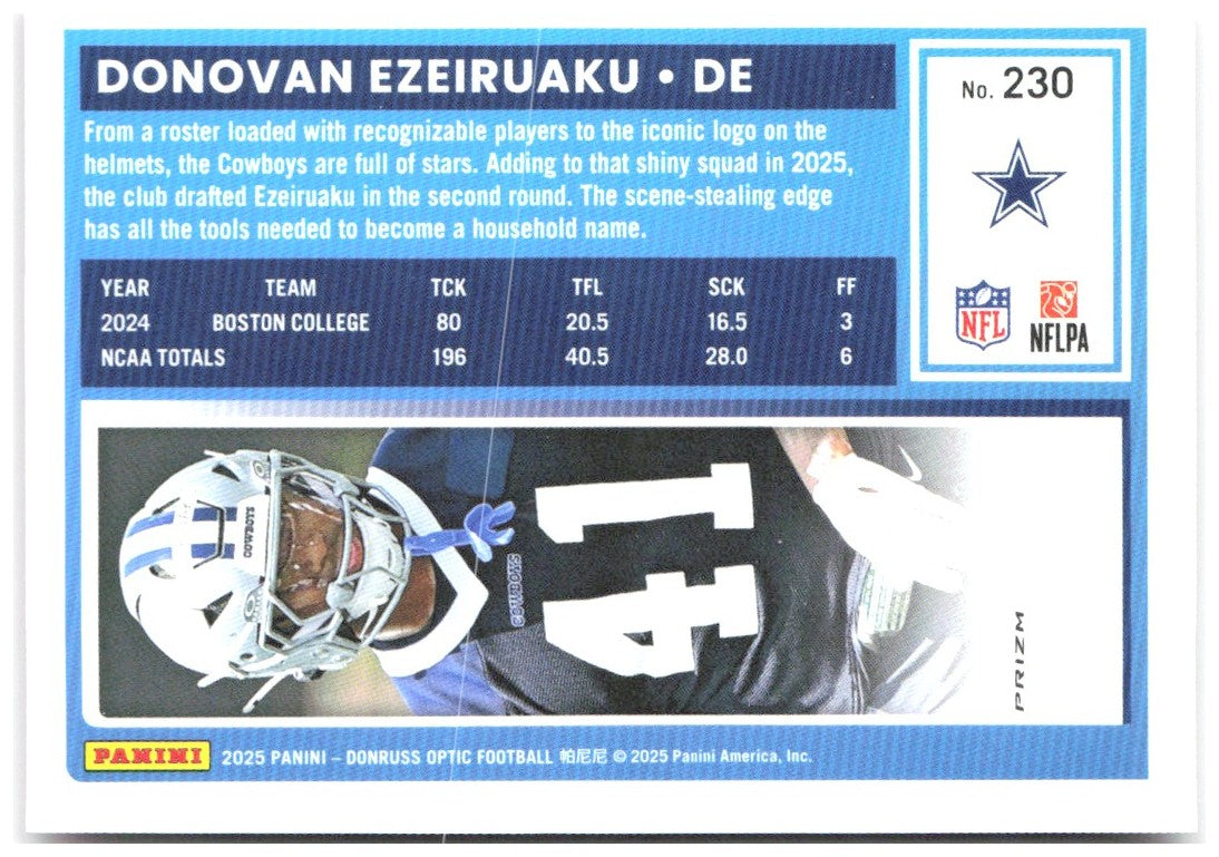 Donovan Ezeiruaku Donruss Optic - Pink 230 2025 Dallas Cowboys