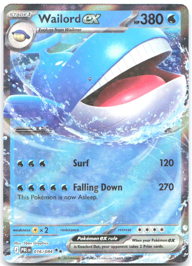 Wailord ex Holo Double Rare ME05 Pitch Black 016/084 NM 5ban Graphics