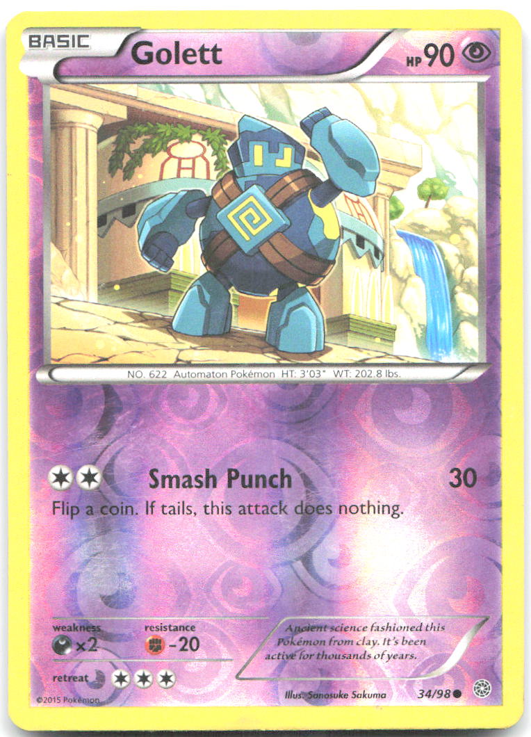 Golett Reverse Holo Common XY Ancient Origins 34/98 NM Sanosuke Sakuma