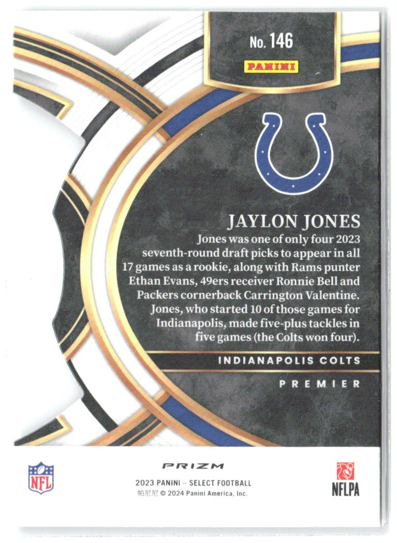 Jaylon Jones Select Black and Green Prizms Die Cuts 146 2023 Indianapolis Colts