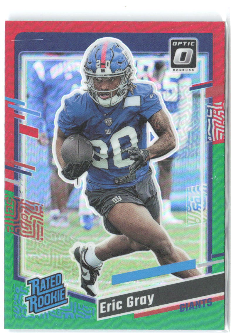Eric Gray Donruss Optic Rated Rookie Red & Green Prizm 377 2023 New York Giants