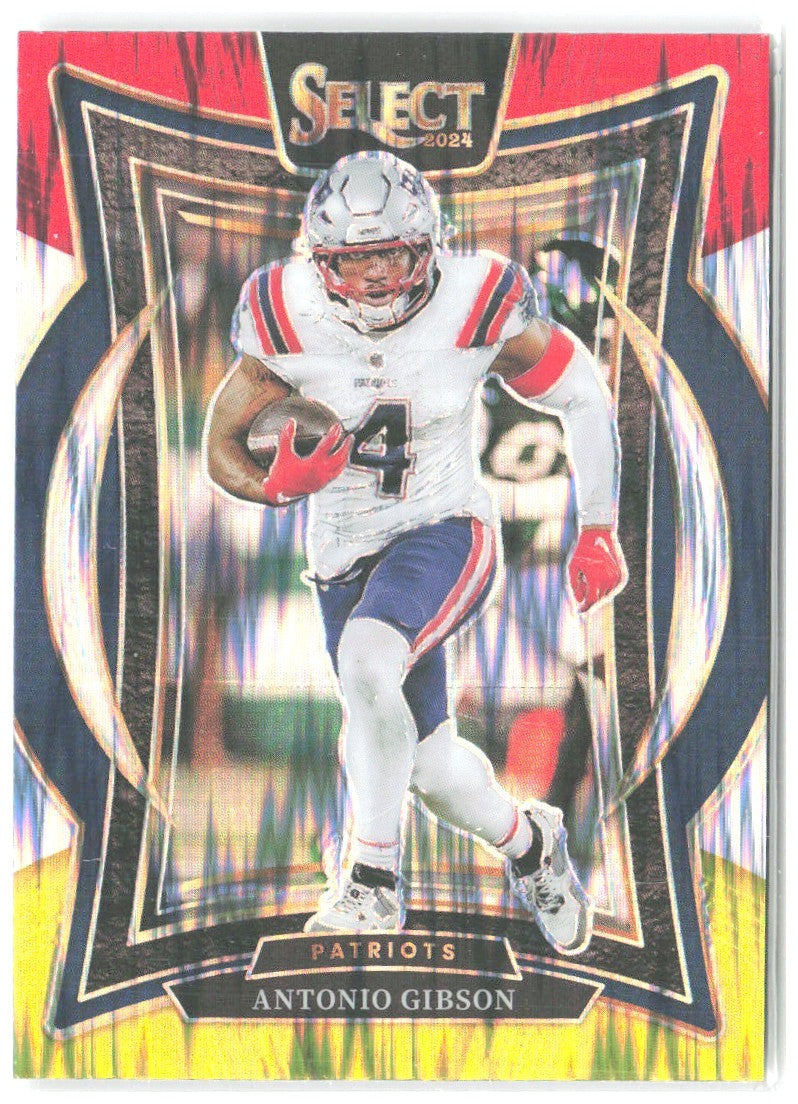 Antonio Gibson Select - Red & Yellow Prizm Shock 7 2024 New England Patriots