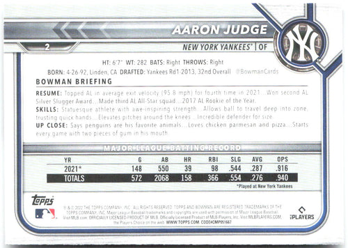 Aaron Judge Bowman 2 2022 New York Yankees
