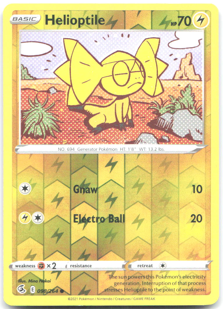 Helioptile Reverse Holo Common SWSH08 Fusion Strike 098/264 NM Mina Nakai