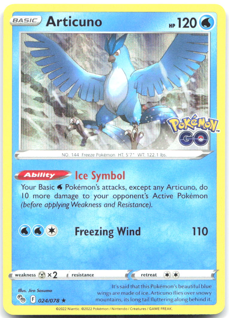 Articuno Holo Rare Pokemon GO 024/078 NM Jiro Sosumo