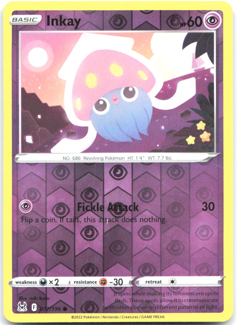 Inkay (077) Reverse Holo Common SWSH11: Lost Origin 077/196 NM miki kudo