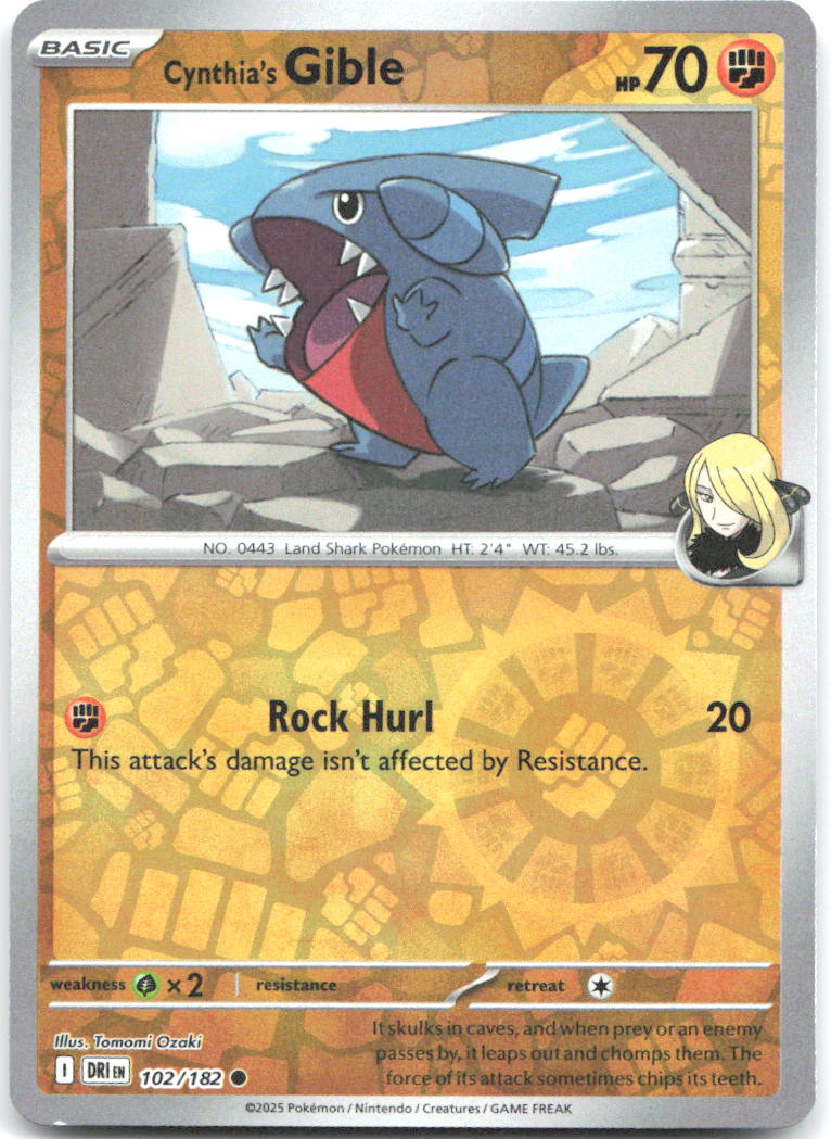 Cynthia's Gible Reverse Holo Common SV10 Destined Rivals 102/182 NM Minahamu