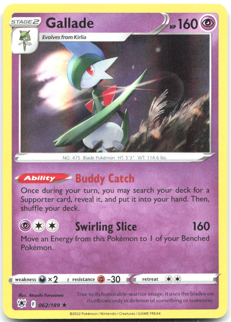 Gallade Reverse Holo Rare SWSH10 Astral Radiance 062/189 NM Atsushi Furusawa