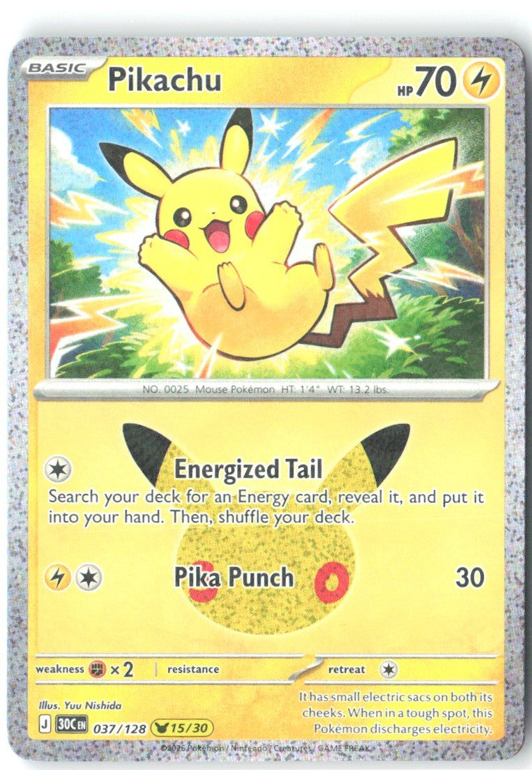 Pikachu Pikachu Rare ME 30th Celebration 037/128 NM Yuu Nishida