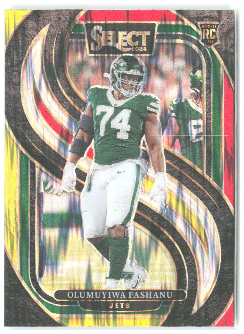 Olumuyiwa Fashanu Panini Select Red & Yellow Prizm Shock 192 2024 New York Jets