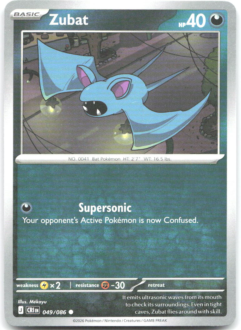 Zubat Reverse Holo Common ME04: Chaos Rising 049/086 NM Mv©kayu