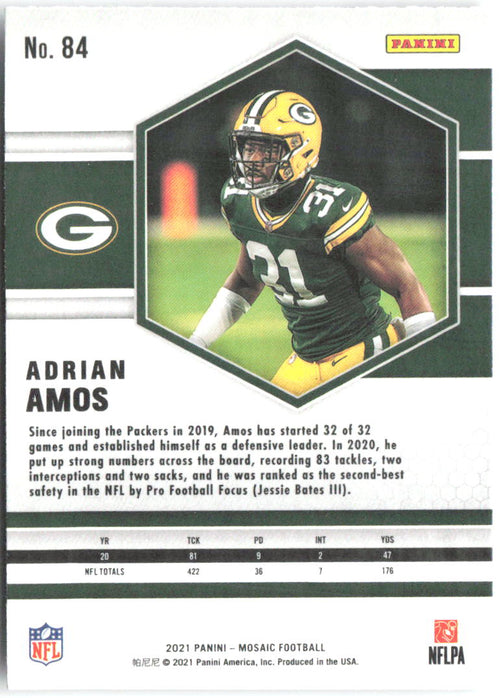 Adrian Amos Panini Mosaic 84 2021 Green Bay Packers