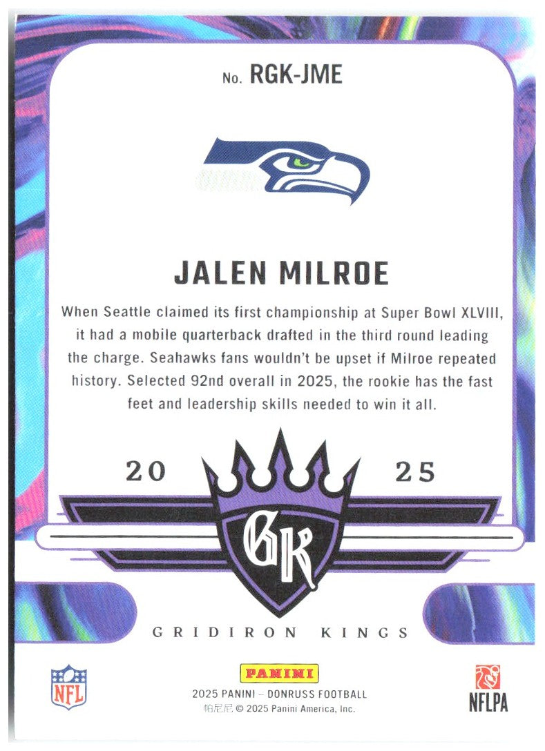 Jalen Milroe Donruss - Rookie Gridiron Kings RGK-JME 2025 Seattle Seahawks