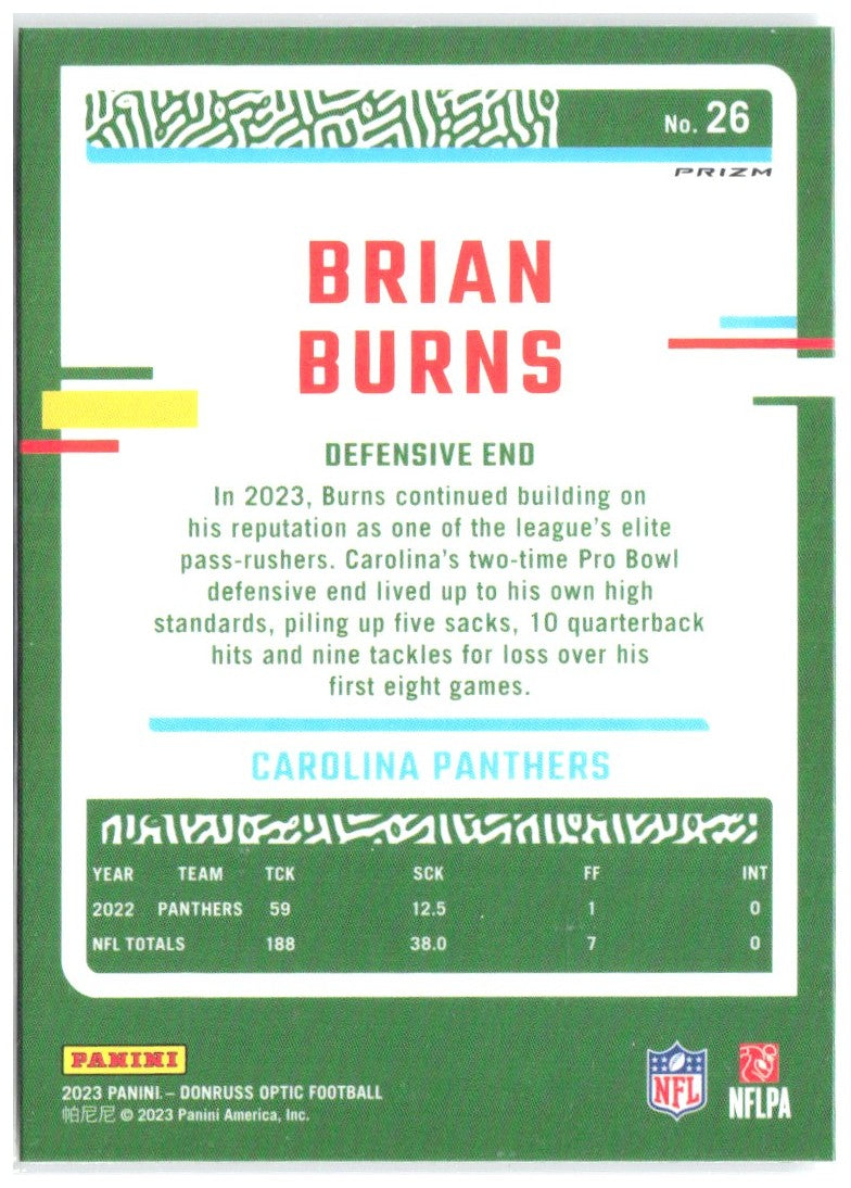Brian Burns Donruss Optic - Holo 26 2023 Carolina Panthers