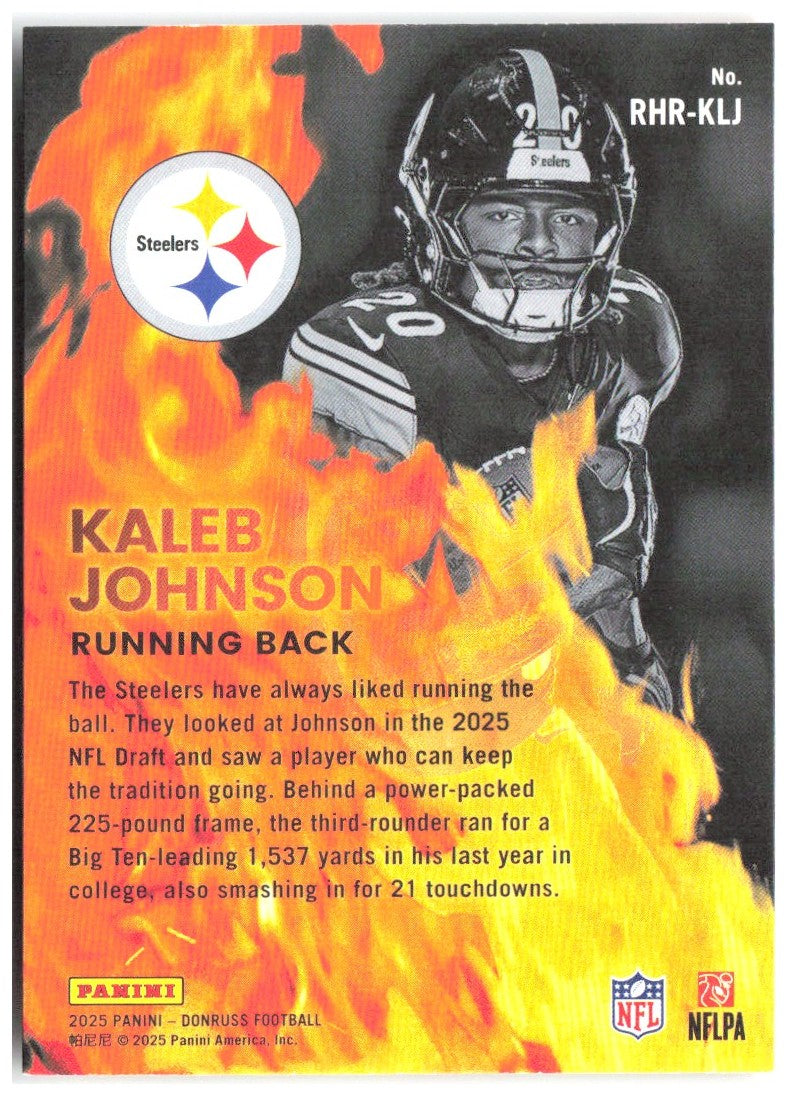 Kaleb Johnson Donruss - Red Hot Rookies RHR-KLJ 2025 Pittsburgh Steelers