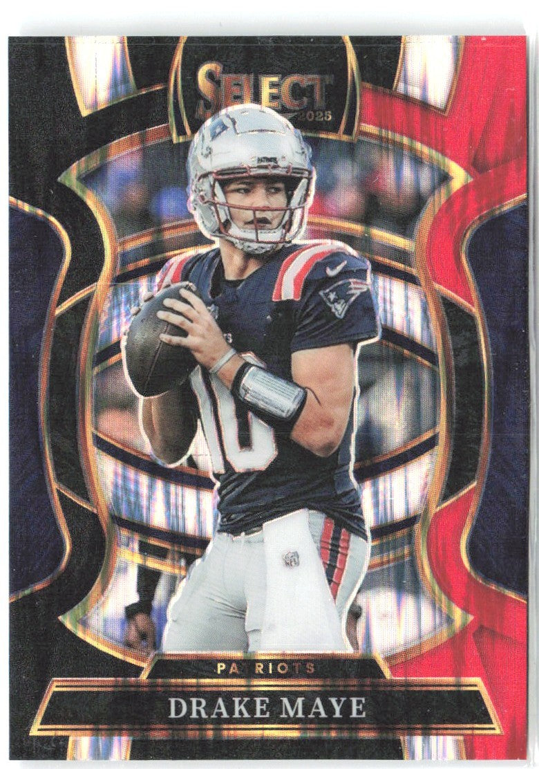 Drake Maye Panini Select Black and Red Prizm Shock 80 2025 New England Patriots