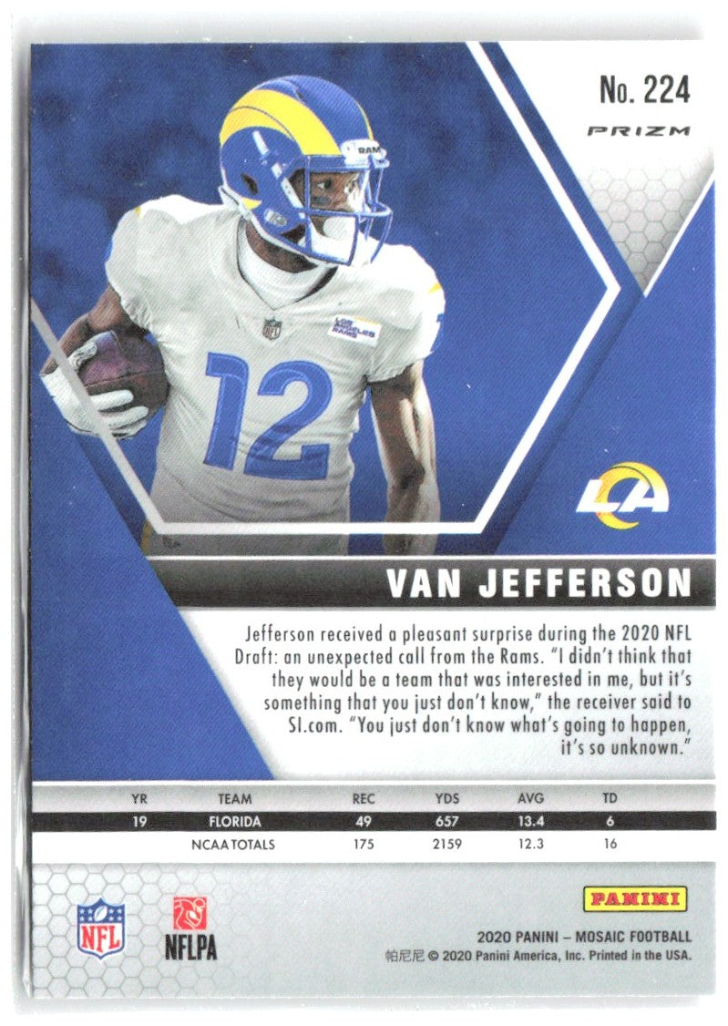 Van Jefferson Panini Mosaic - Prizm Camo Pink 224 2020 Los Angeles Rams