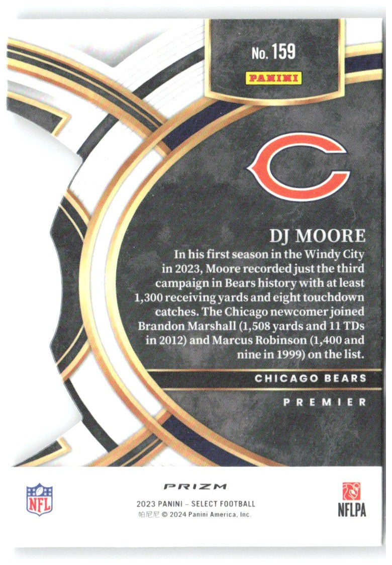 DJ Moore Panini Select - Silver Prizms Die Cuts 159 2023 Chicago Bears