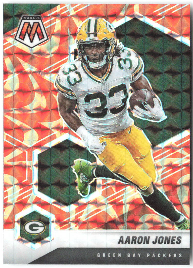 Aaron Jones Panini Mosaic - Prizm Reactive Orange 81 2021 Green Bay Packers
