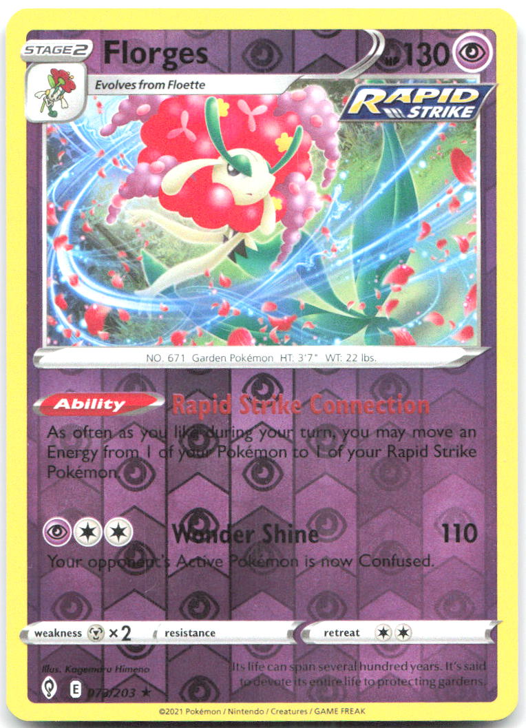 Florges Reverse Holo Holo Rare SWSH07 Evolving Skies 073/203 NM Kagemaru Himeno