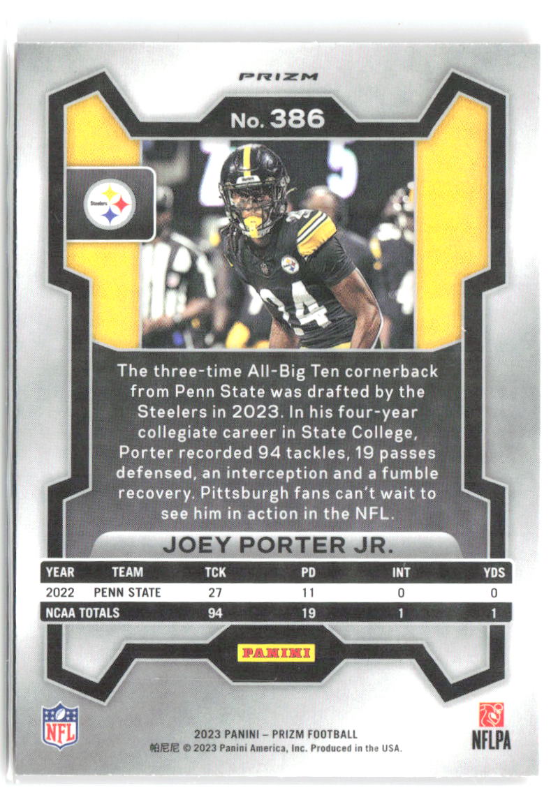 Joey Porter Jr. Panini Prizm - Lazer 386 2023 Pittsburgh Steelers
