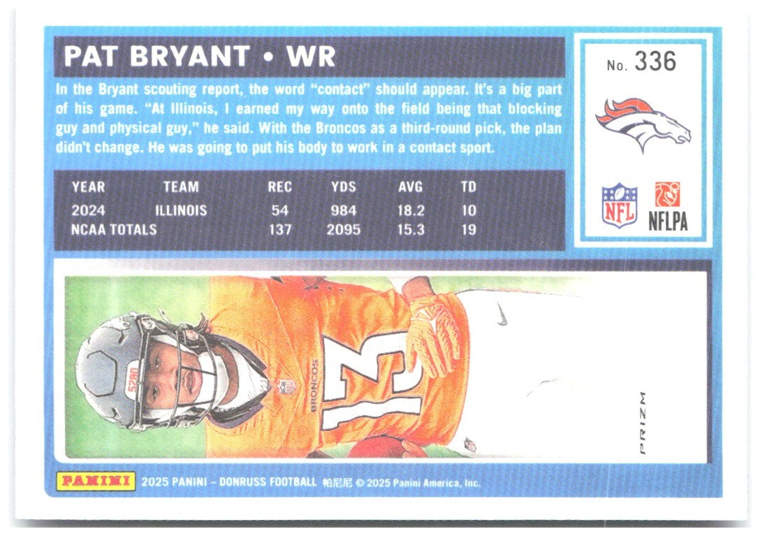 Pat Bryant Donruss - Optic Rated Rookies Blue Scope 336 2025 Denver Broncos