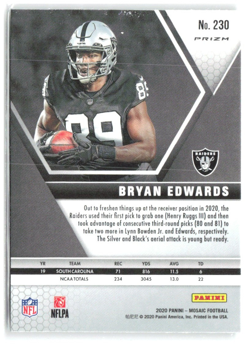 Bryan Edwards Panini Mosaic - Prizm Green 230 2020 Las Vegas Raiders