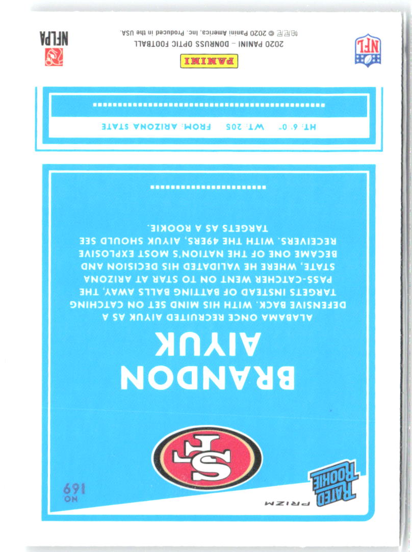 Brandon Aiyuk Donruss Optic - Holo 169 2020 San Francisco 49ers