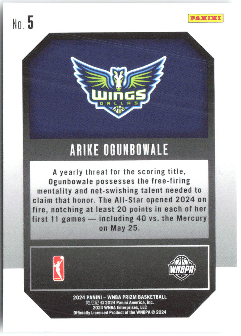 Arike Ogunbowale Panini Prizm WNBA - Top Tier 5 2024 Dallas Wings