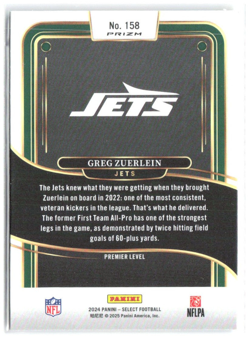 Greg Zuerlein Panini Select - Red & Yellow Prizm Shock 158 2024 New York Jets