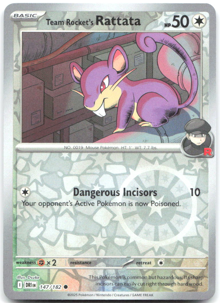 Team Rocket's Rattata Reverse Holo Common SV10: Destined Rivals 147/182 NM Sanosuke Sakuma