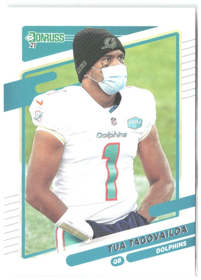 Tua Tagovailoa Donruss 61 2021 Miami Dolphins No Helmet Variant