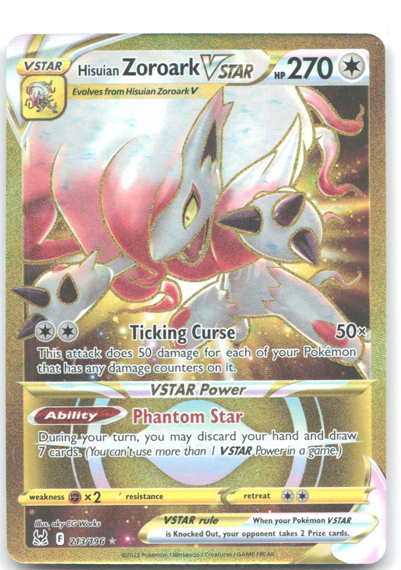 Hisuian Zoroark VSTAR  Secret Rare SWSH11 Lost Origin 213/196 NM aky CG Works