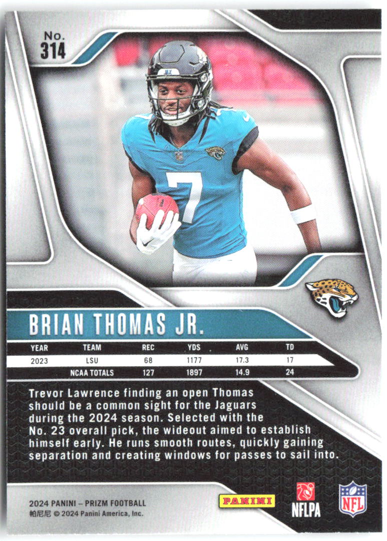 Brian Thomas Jr. Panini Prizm 314 2024 Jacksonville Jaguars RC