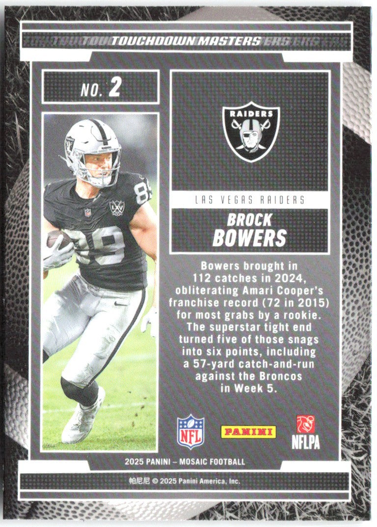 Brock Bowers Panini Mosaic - Touchdown Masters Mosaic 2 2025 Las Vegas Raiders