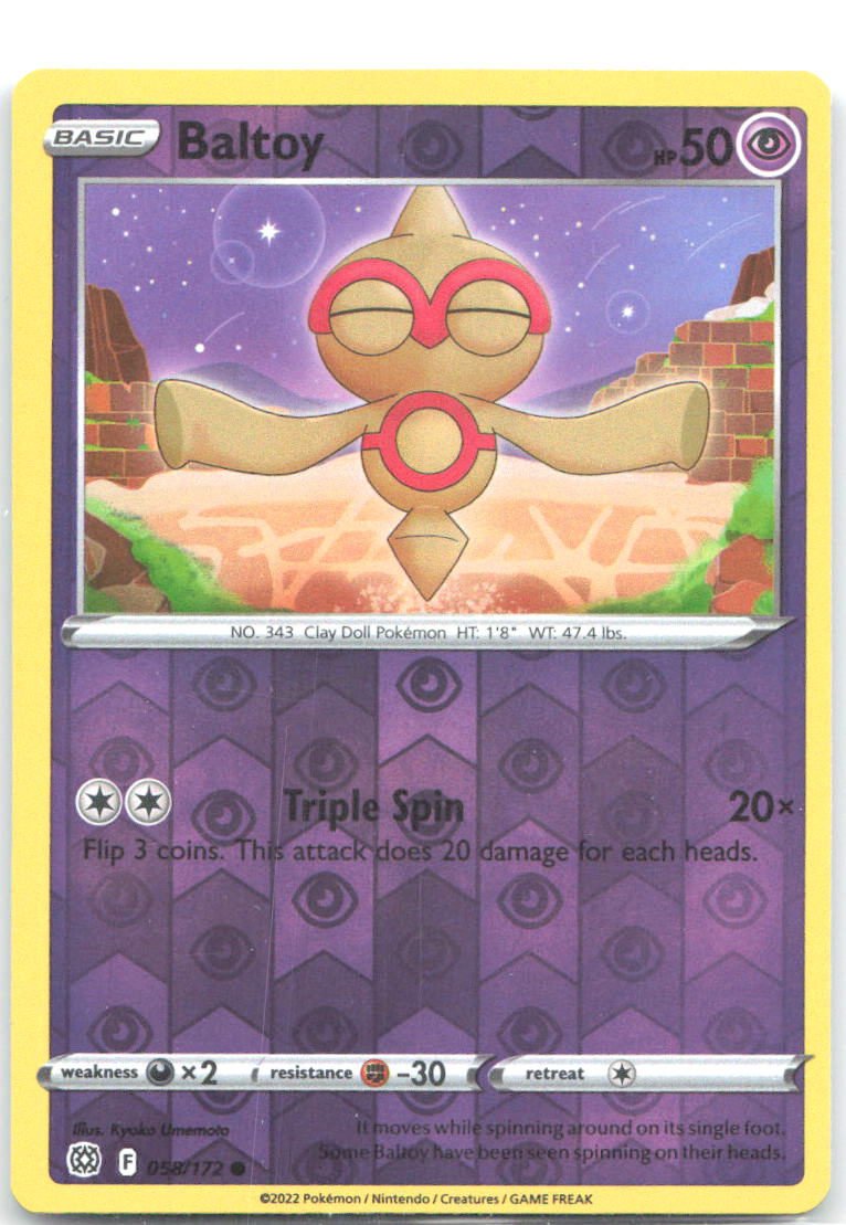Baltoy Reverse Holo Common SWSH09: Brilliant Stars 058/172 NM