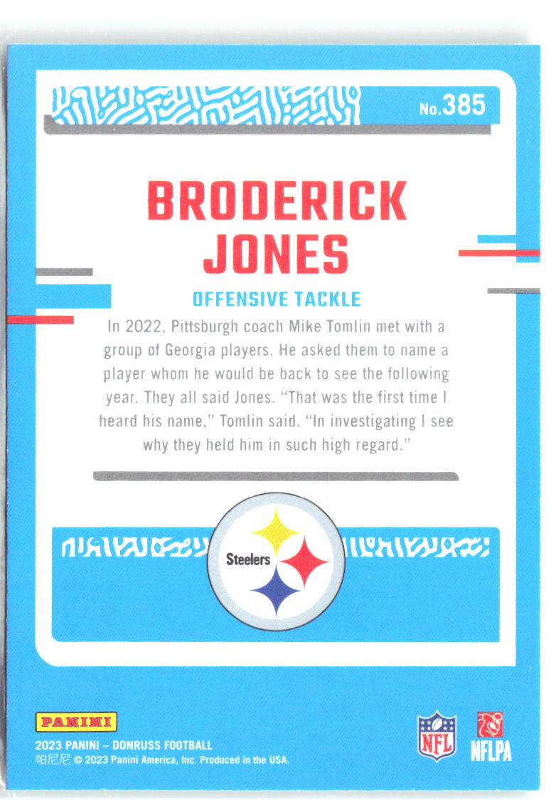 Broderick Jones Press Proof Green Donruss - Press Proof Green 385 NM