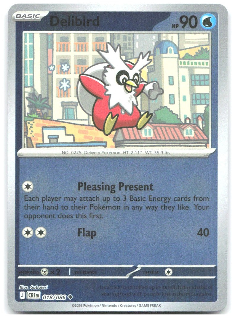 Delibird Reverse Holo Uncommon ME04 Chaos Rising 018/086 NM Saboteri