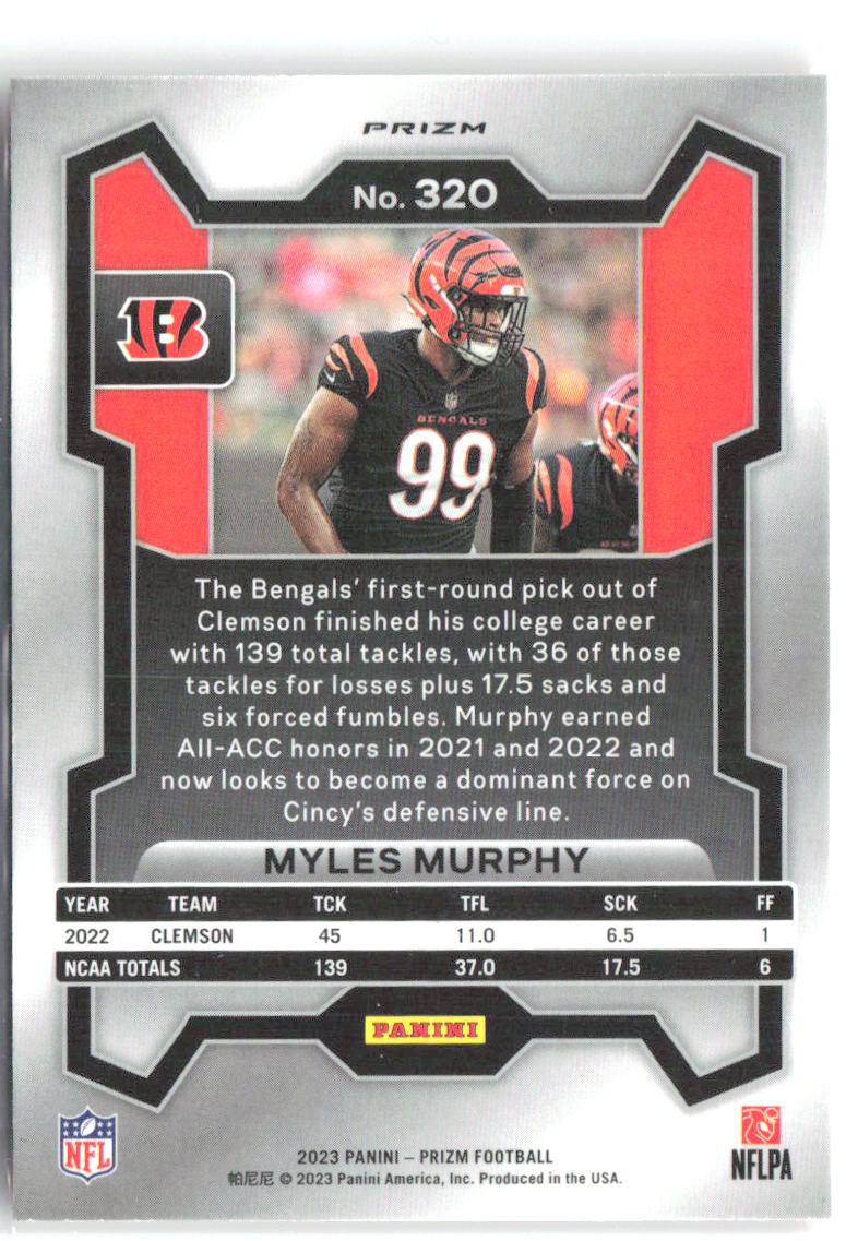 Myles Murphy Panini Prizm - Lazer 320 2023 Cincinnati Bengals