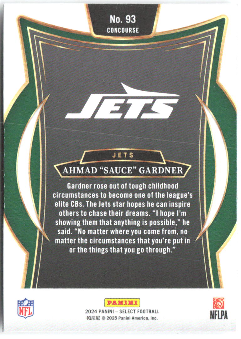Ahmad "Sauce" Gardner Panini Select 93 2024 New York Jets