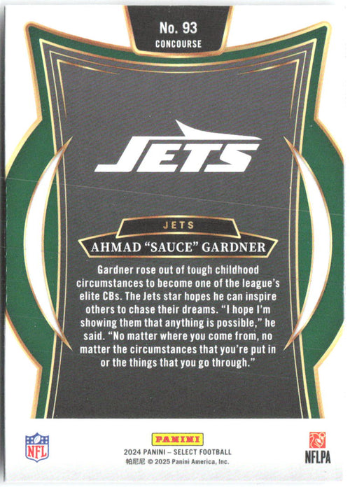 Ahmad "Sauce" Gardner Panini Select 93 2024 New York Jets