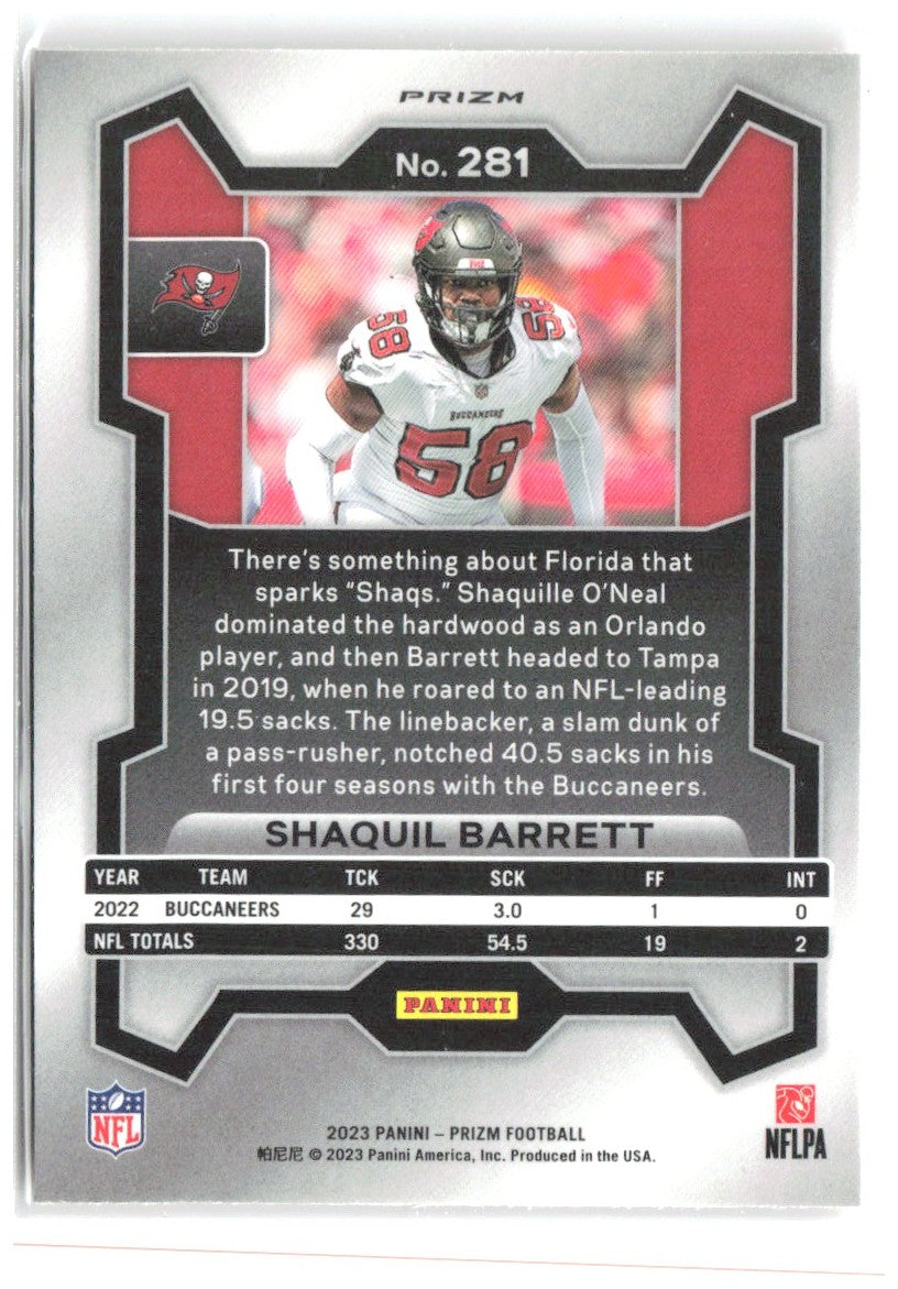 Shaquil Barrett Panini Prizm - Lazer 281 2023 Tampa Bay Buccaneers