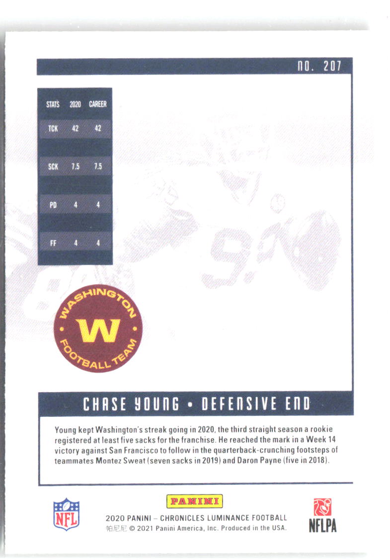 Chase Young Panini Chronicles - Luminance Update Rookies Pink 207 2020