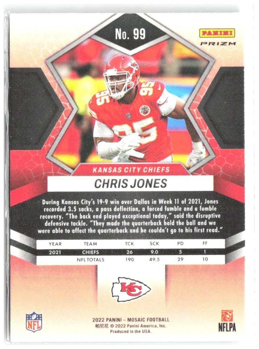 Chris Jones Panini Mosaic - Mosaic Green 99 2022 Kansas City Chiefs