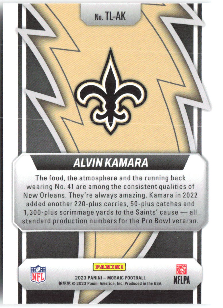 Alvin Kamara Panini Mosaic - Thunder Lane TL-AK 2023 New Orleans Saints