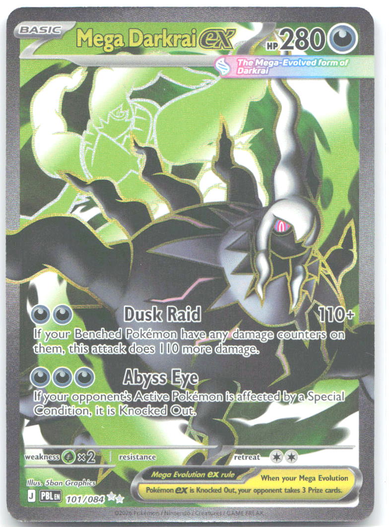 Mega Darkrai ex Holo Ultra Rare ME05: Pitch Black 101/084 NM 5ban Graphics