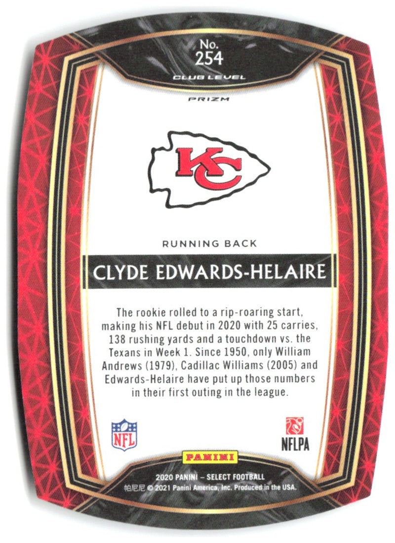 Clyde Edwards-Helaire Select - Red Prizm Die Cut 254 2020 Kansas City Chiefs